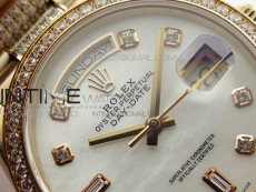 Day-Date 36 128235 RG/Crystal BP Best Edition White MOP Crystal Marker Dial on RG President Bracelet A2836