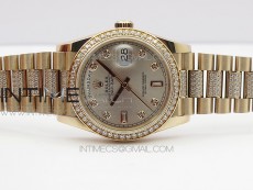 Day-Date 36 128235 RG/Crystal BP Best Edition Silver Crystal Marker Dial on RG President Bracelet A2836