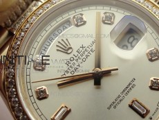 Day-Date 36 128235 RG/Crystal BP Best Edition Silver Crystal Marker Dial on RG President Bracelet A2836