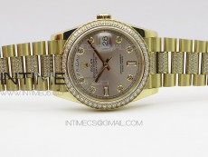 Day-Date 36 128235 YG/Crystal BP Best Edition Silver Crystal Marker Dial on YG President Bracelet A2836