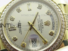 Day-Date 36 128235 YG/Crystal BP Best Edition Silver Crystal Marker Dial on YG President Bracelet A2836