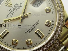 Day-Date 36 128235 YG/Crystal BP Best Edition Silver Crystal Marker Dial on YG President Bracelet A2836