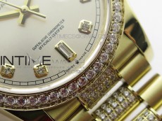 Day-Date 36 128235 YG/Crystal BP Best Edition Silver Crystal Marker Dial on YG President Bracelet A2836