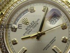Day-Date 36 128235 YG/Crystal BP Best Edition Silver Crystal Marker Dial on YG President Bracelet A2836