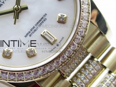 Day-Date 36 128235 YG/Crystal BP Best Edition White MOP Crystal Marker Dial on YG President Bracelet A2836