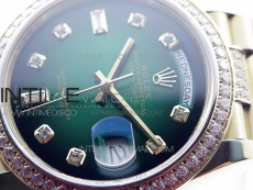 Day-Date 36 128235 YG/Crystal BP Best Edition Green Crystal Marker Dial on YG President Bracelet A2836