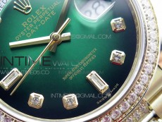 Day-Date 36 128235 YG/Crystal BP Best Edition Green Crystal Marker Dial on YG President Bracelet A2836