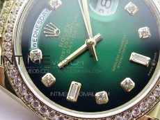 Day-Date 36 128235 YG/Crystal BP Best Edition Green Crystal Marker Dial on YG President Bracelet A2836