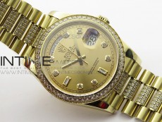 Day-Date 36 128235 YG/Crystal BP Best Edition YG Crystal Marker Dial on YG President Bracelet A2836