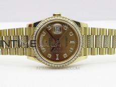 Day-Date 36 128235 YG/Crystal BP Best Edition YG Crystal Marker Dial on YG President Bracelet A2836