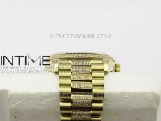 Day-Date 36 128235 YG/Crystal BP Best Edition Gray MOP Crystal Marker Dial on YG President Bracelet A2836