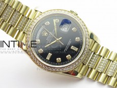 Day-Date 36 128235 YG/Crystal BP Best Edition Black Crystal Marker Dial on YG President Bracelet A2836