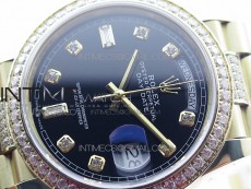 Day-Date 36 128235 YG/Crystal BP Best Edition Black Crystal Marker Dial on YG President Bracelet A2836