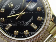 Day-Date 36 128235 YG/Crystal BP Best Edition Black Crystal Marker Dial on YG President Bracelet A2836