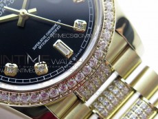 Day-Date 36 128235 YG/Crystal BP Best Edition Black Crystal Marker Dial on YG President Bracelet A2836