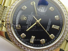 Day-Date 36 128235 YG/Crystal BP Best Edition Black Crystal Marker Dial on YG President Bracelet A2836