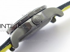 Seawolf 45mm DLC B50 1:1 BestEdition SuperLumed Yellow Dial Black Numeral Markers on Black Nylon Strap A2824(SuperThick Crystal)