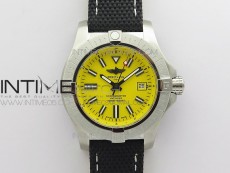 Seawolf 45mm SS B50 1:1 BestEdition SuperLumed Yellow Dial Black Sticks Markers on Black Nylon Strap A2824(SuperThick Crystal)