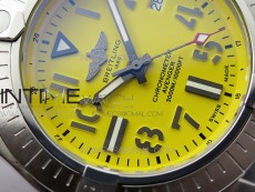 Seawolf 45mm SS B50 1:1 BestEdition SuperLumed Yellow Dial Black Numeral Markers on SS Bracelet A2824(SuperThick Crystal)