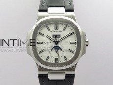Nautilus 5726 Complicated SS GRF 1:1 Best Edition White Textured Dial on Leather Strap A324 V3