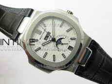Nautilus 5726 Complicated SS GRF 1:1 Best Edition White Textured Dial on Leather Strap A324 V3