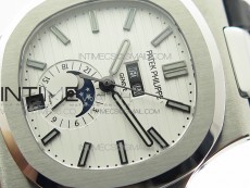 Nautilus 5726 Complicated SS GRF 1:1 Best Edition White Textured Dial on Leather Strap A324 V3