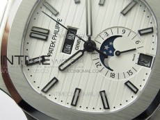 Nautilus 5726 Complicated SS GRF 1:1 Best Edition White Textured Dial on Leather Strap A324 V3