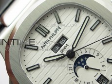 Nautilus 5726 Complicated SS GRF 1:1 Best Edition White Textured Dial on Leather Strap A324 V3