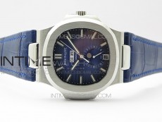 Nautilus 5726 Complicated SS GRF 1:1 Best Edition Blue Textured Dial on Blue Leather Strap A324 V3
