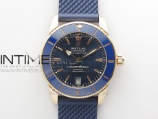 SuperOcean 42mm AB2010 RG B50 1:1 Best Edition Blue Dial Blue Ceramic Bezel on Black Rubber strap A2824