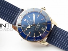 SuperOcean 42mm AB2010 RG B50 1:1 Best Edition Blue Dial Blue Ceramic Bezel on Black Rubber strap A2824