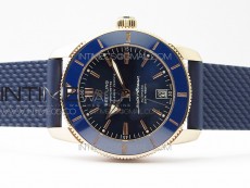 SuperOcean 42mm AB2010 RG B50 1:1 Best Edition Blue Dial Blue Ceramic Bezel on Black Rubber strap A2824