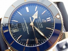 SuperOcean 42mm AB2010 RG B50 1:1 Best Edition Blue Dial Blue Ceramic Bezel on Black Rubber strap A2824