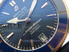 SuperOcean 42mm AB2010 RG B50 1:1 Best Edition Blue Dial Blue Ceramic Bezel on Black Rubber strap A2824