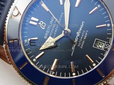 SuperOcean 42mm AB2010 RG B50 1:1 Best Edition Blue Dial Blue Ceramic Bezel on Black Rubber strap A2824