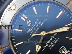 SuperOcean 42mm AB2010 RG B50 1:1 Best Edition Blue Dial Blue Ceramic Bezel on Black Rubber strap A2824