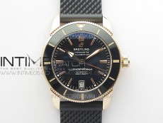 SuperOcean 42mm AB2010 RG B50 1:1 Best Edition Black Dial Black Ceramic Bezel on Black Rubber strap A2824
