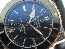 SuperOcean 42mm AB2010 RG B50 1:1 Best Edition Black Dial Black Ceramic Bezel on Black Rubber strap A2824