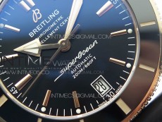 SuperOcean 42mm AB2010 RG B50 1:1 Best Edition Black Dial Black Ceramic Bezel on Black Rubber strap A2824