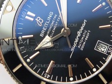 SuperOcean 42mm AB2010 RG B50 1:1 Best Edition Black Dial Black Ceramic Bezel on Black Rubber strap A2824