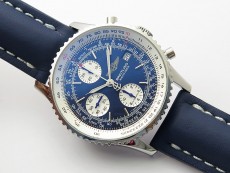 Navitimer 41mm SS B50 Best Edition SS Blue Dial Stick Markers on Blue Leather Strap A7750