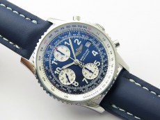 Navitimer 41mm SS B50 Best Edition SS Blue Dial Numeral Markers on Blue Leather Strap A7750