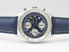 Navitimer 41mm SS B50 Best Edition SS Blue Dial Numeral Markers on Blue Leather Strap A7750