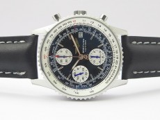 Navitimer 41mm SS B50 Best Edition SS Black Dial Stick Markers on Black Leather Strap A7750