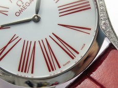 Ladies' De Ville Trésor Diamond SS 3AF 1:1 Best Edition White Dial On Red Leather Strap Swiss Quartz