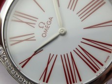 Ladies' De Ville Trésor Diamond SS 3AF 1:1 Best Edition White Dial On Red Leather Strap Swiss Quartz