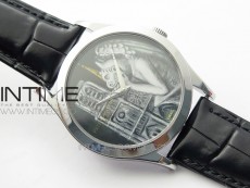 Classic 5077P-102 SS Case FLF Best Edition Real Enamel Dial 3 Black Leather strap Cal.240