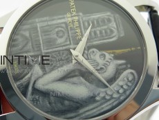 Classic 5077P-102 SS Case FLF Best Edition Real Enamel Dial 3 Black Leather strap Cal.240