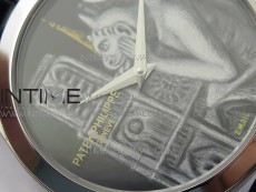 Classic 5077P-102 SS Case FLF Best Edition Real Enamel Dial 3 Black Leather strap Cal.240