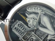 Classic 5077P-102 SS Case FLF Best Edition Real Enamel Dial 3 Black Leather strap Cal.240